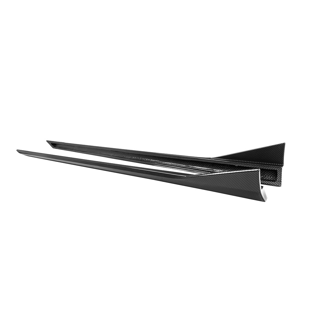 BMW G90 G99 M5 2024 carbon fibre side skirts by CT Carbon, showing sleek, aerodynamic design for performance enhancement.