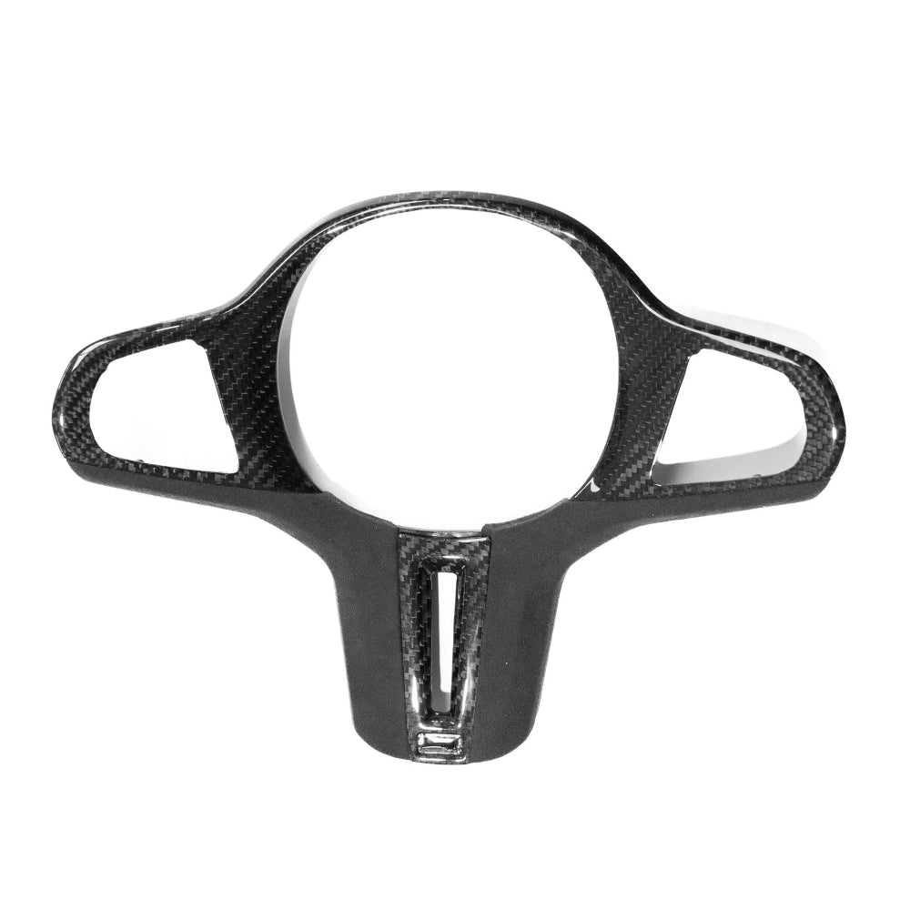BMW Gxx M/M-SPORT carbon fiber steering wheel trim accessory by CT Carbon, showcasing sleek black carbon fiber finish for sporty interior.