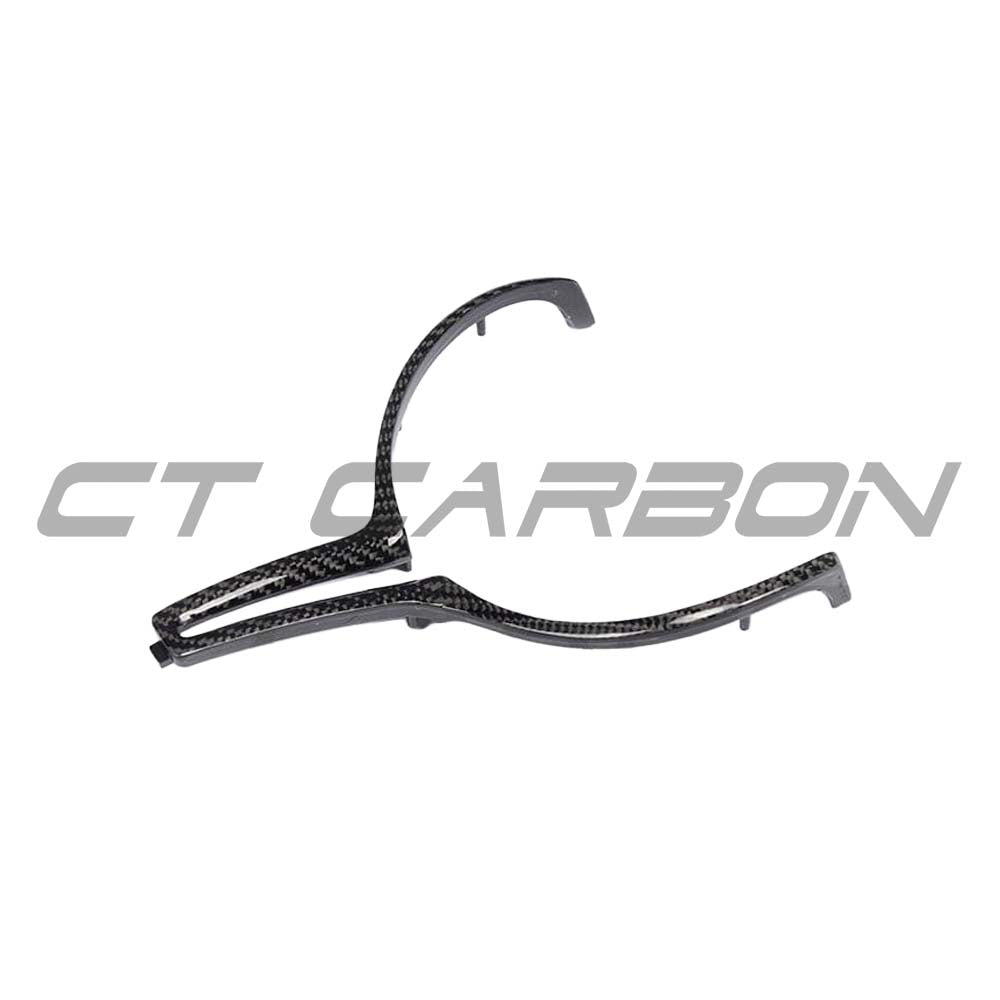 BMW M Fxx carbon fibre steering wheel trim by CT Carbon, showing sleek black carbon fiber finish and detailed craftsmanship.