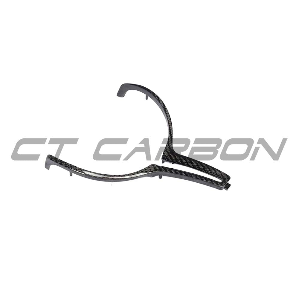 BMW M Fxx carbon fibre steering wheel trim by CT Carbon, showing close-up of sleek, textured carbon fibre material for 2012-2020 models.