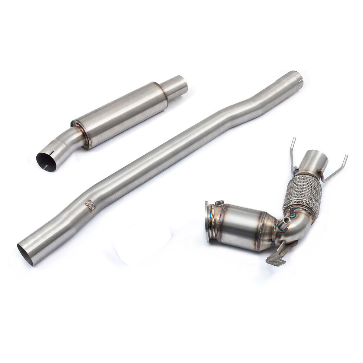 Cobra Sport BMW M135i F40 front downpipe sports cat and de-cat, part of Cobra Sport performance exhaust system.