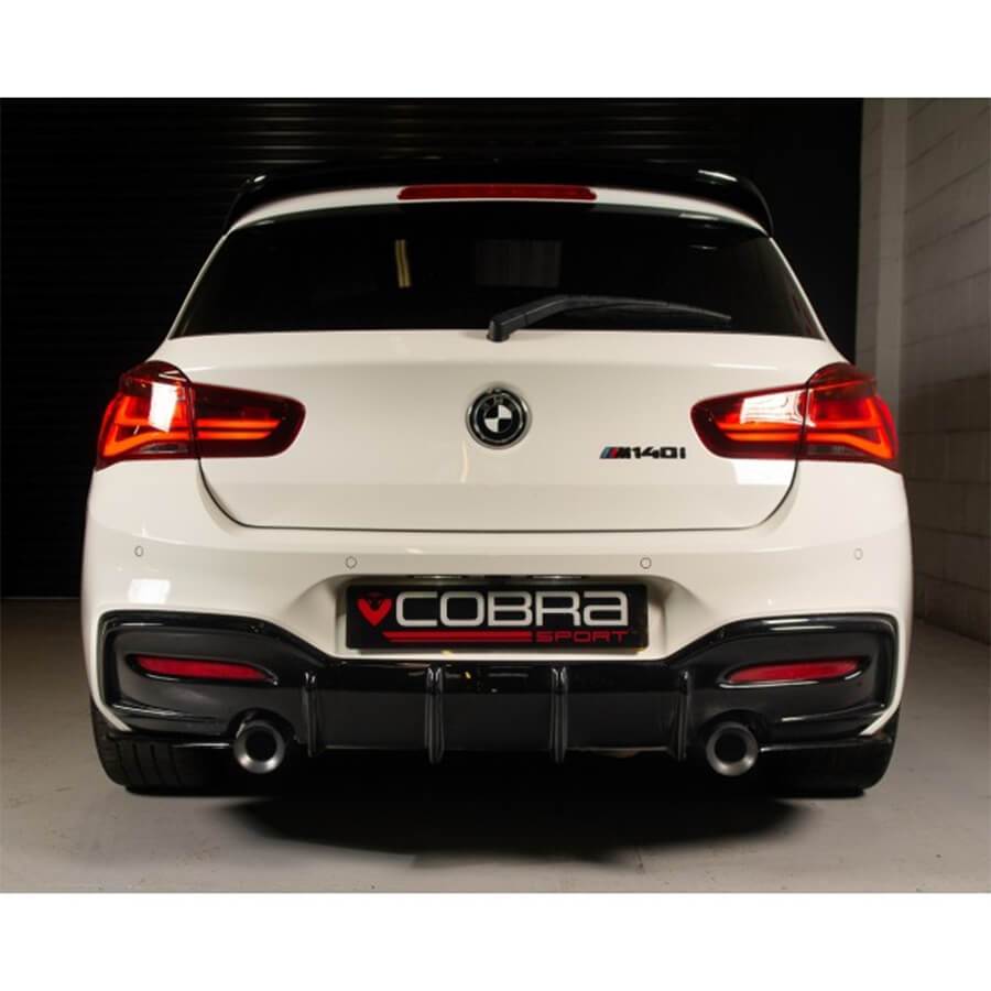 Cobra Sport BMW M235i Cabriolet exhaust tailpipes with 3.5-inch M Performance tips, OE style replacement slip-on exhaust tips