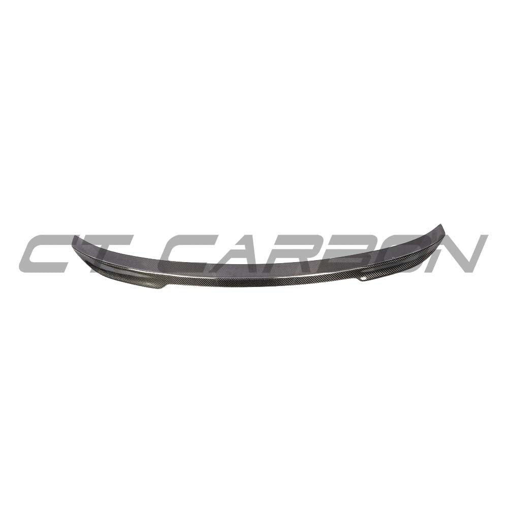 BMW M2 Carbon Fibre Spoiler by CT Carbon on F87/F22 2 Series, showing sleek black aerodynamic design and carbon fiber texture.