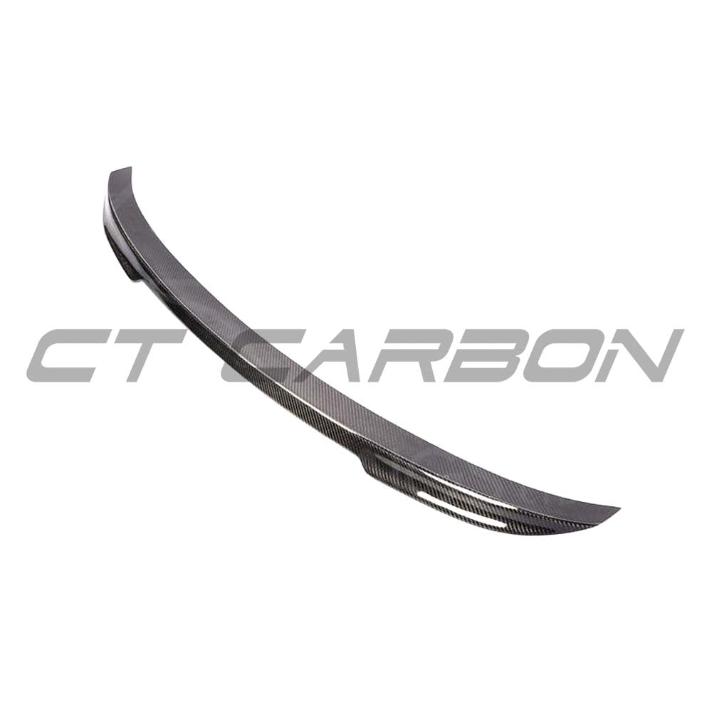BMW M2 carbon fibre spoiler by CT Carbon for F87, F22 2 Series, showcasing sleek carbon fiber design on a sporty car model.