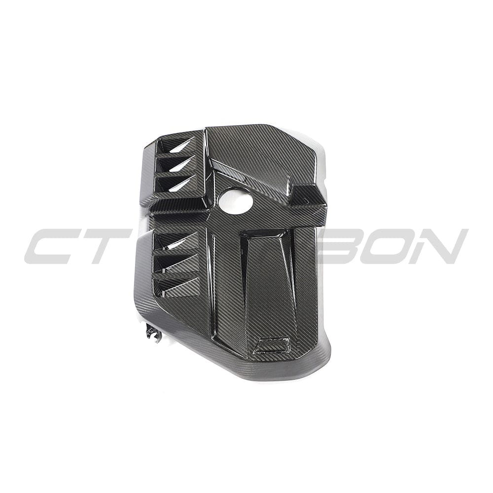 Carbon fibre engine cover for BMW M2, M3, M4 G87, G80, G81, G82, G83 by CT Carbon, designed for high-performance engine protection.