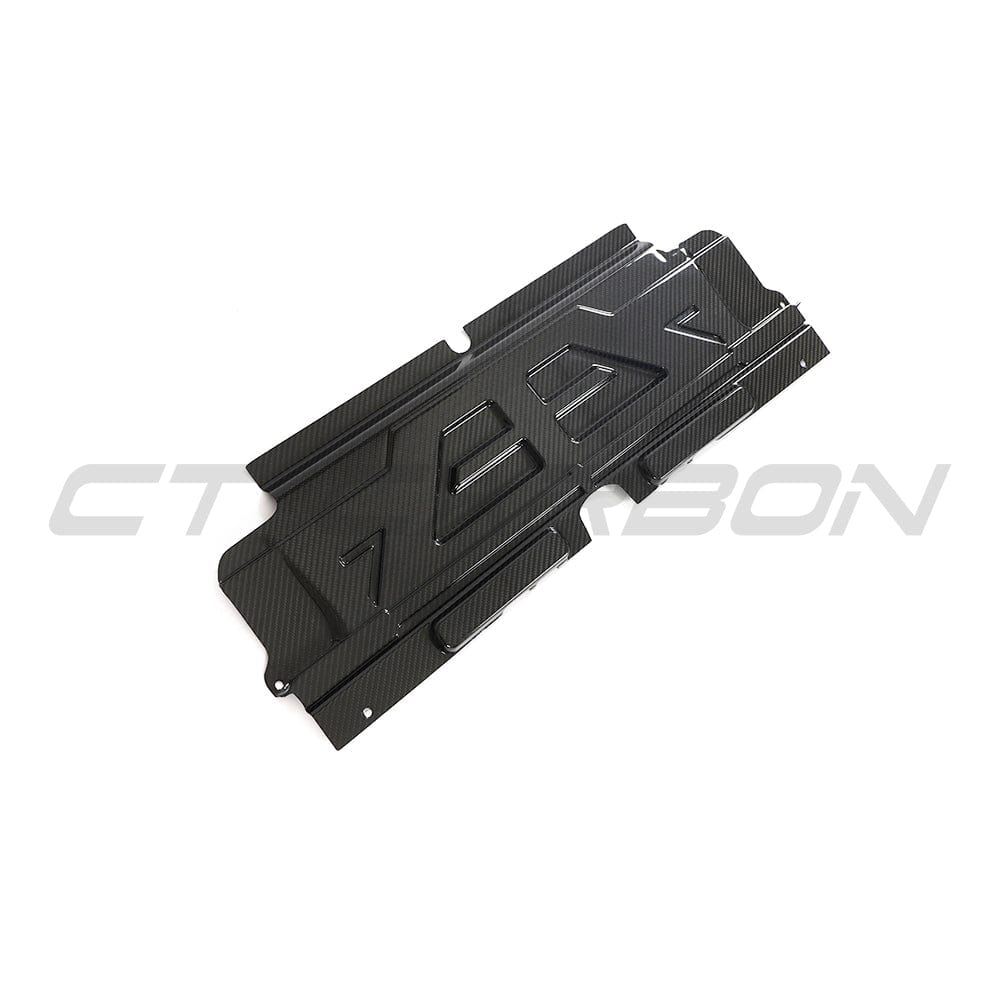 BMW M2, M3, M4 G87/G80/G81/G82/G83 carbon fibre engine dress-up kit by CT Carbon, showing sleek carbon fibre parts on the engine.