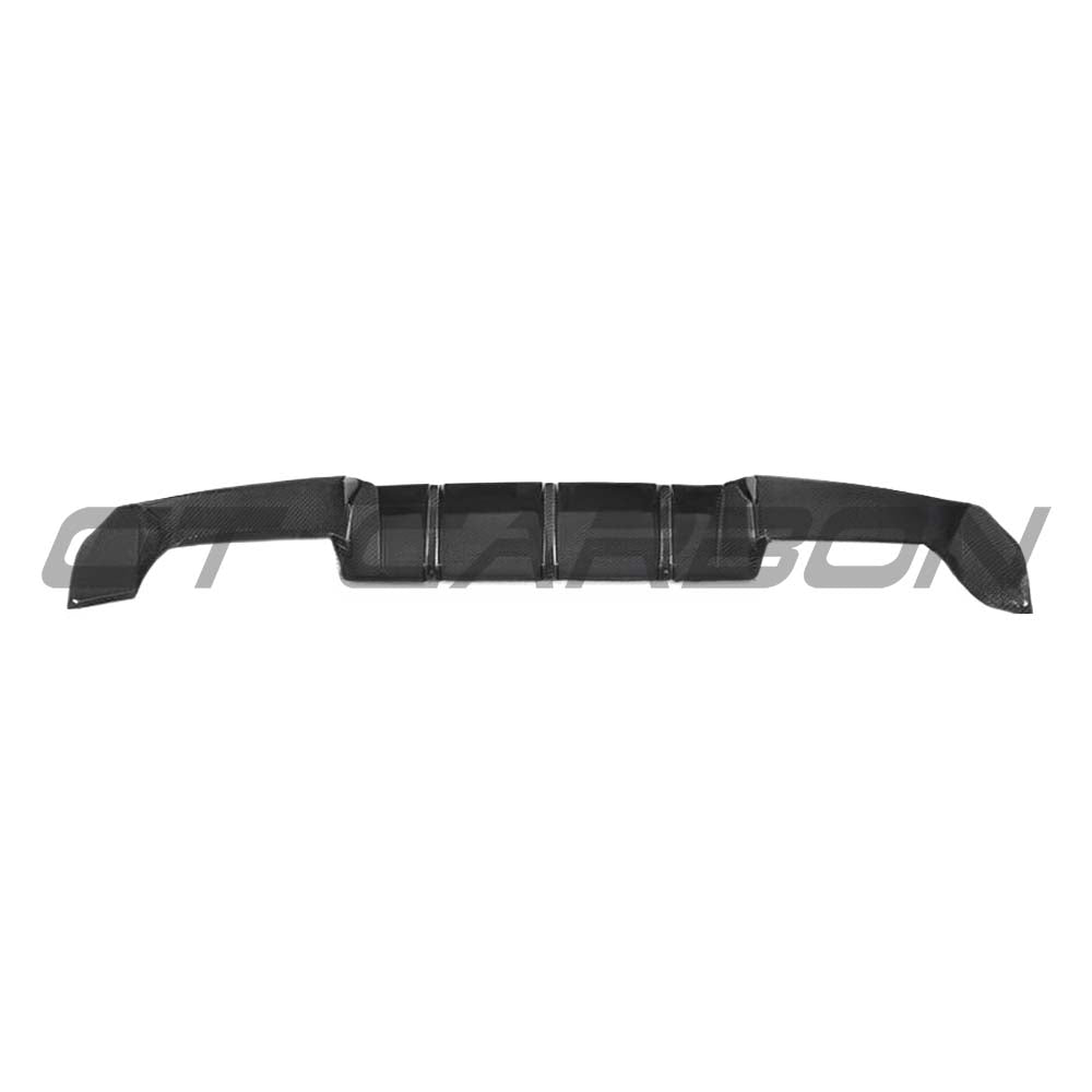 BMW M2/M2C F87 carbon fiber diffuser by CT Carbon, V2 style, showcasing sleek, lightweight aerodynamic design.