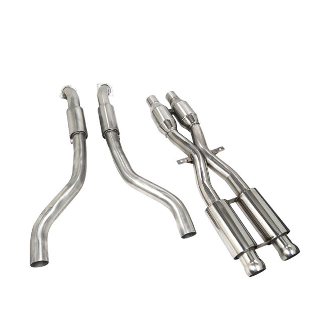 Cobra Sport BMW M3 E90 E92 E93 front pipe de-cat downpipe, performance exhaust section with polished metal finish.