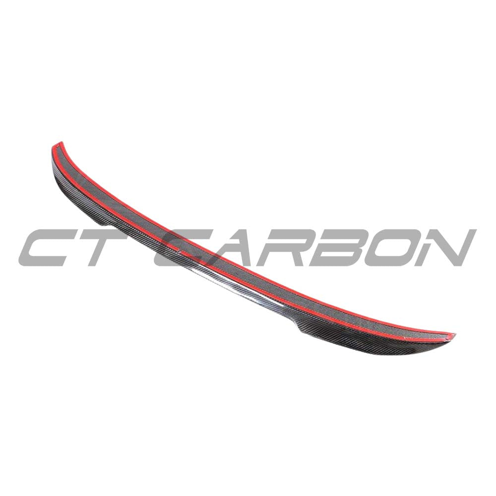 BMW M3 F80 and F30 3 Series carbon fibre spoiler by CT Carbon, showcasing a sleek, aerodynamic design for enhanced performance.