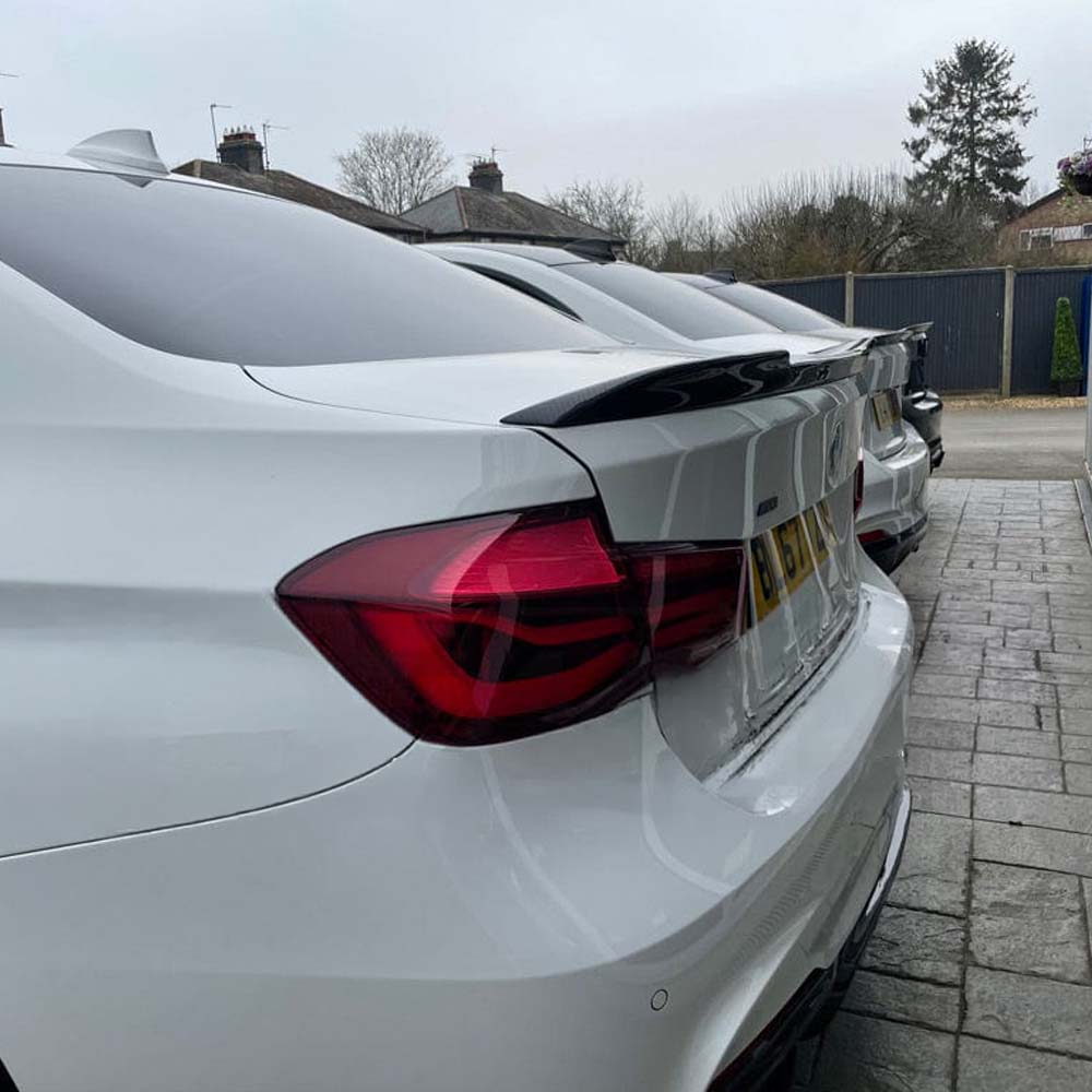 BMW M3 F80 F30 3 Series carbon fibre spoiler by CT Carbon, showcasing sleek, lightweight design with a sporty CS style finish.