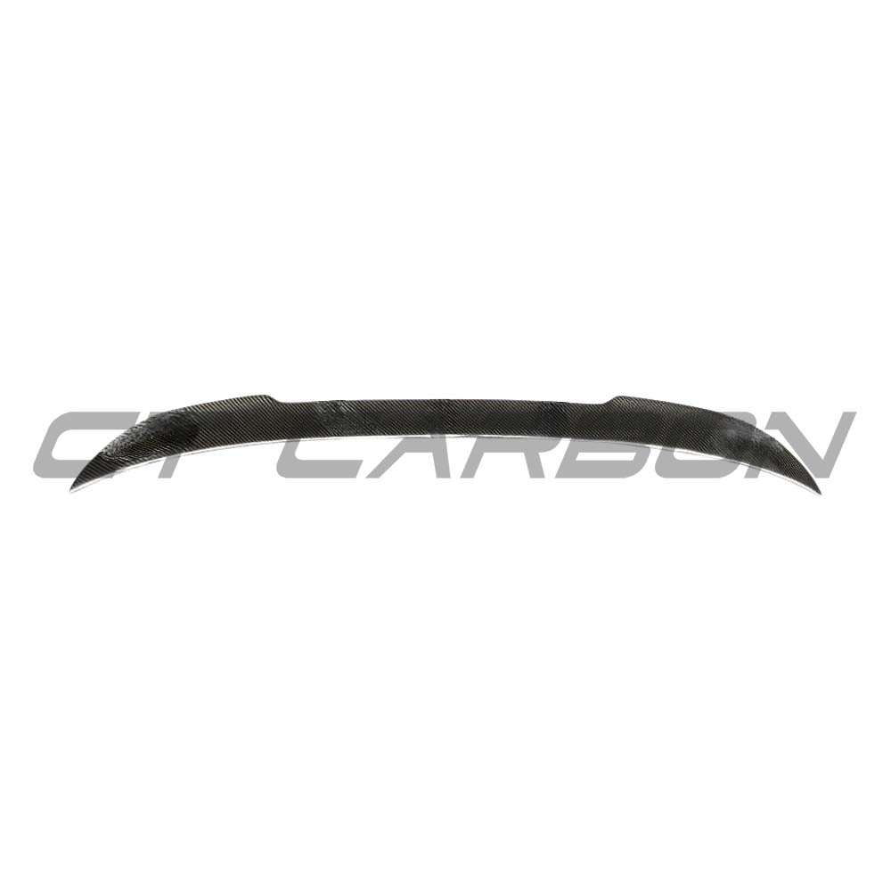 BMW M3 F80 and F30 3 Series carbon fibre spoiler by CT Carbon, V2 style, showing sleek aerodynamic design on the vehicle.