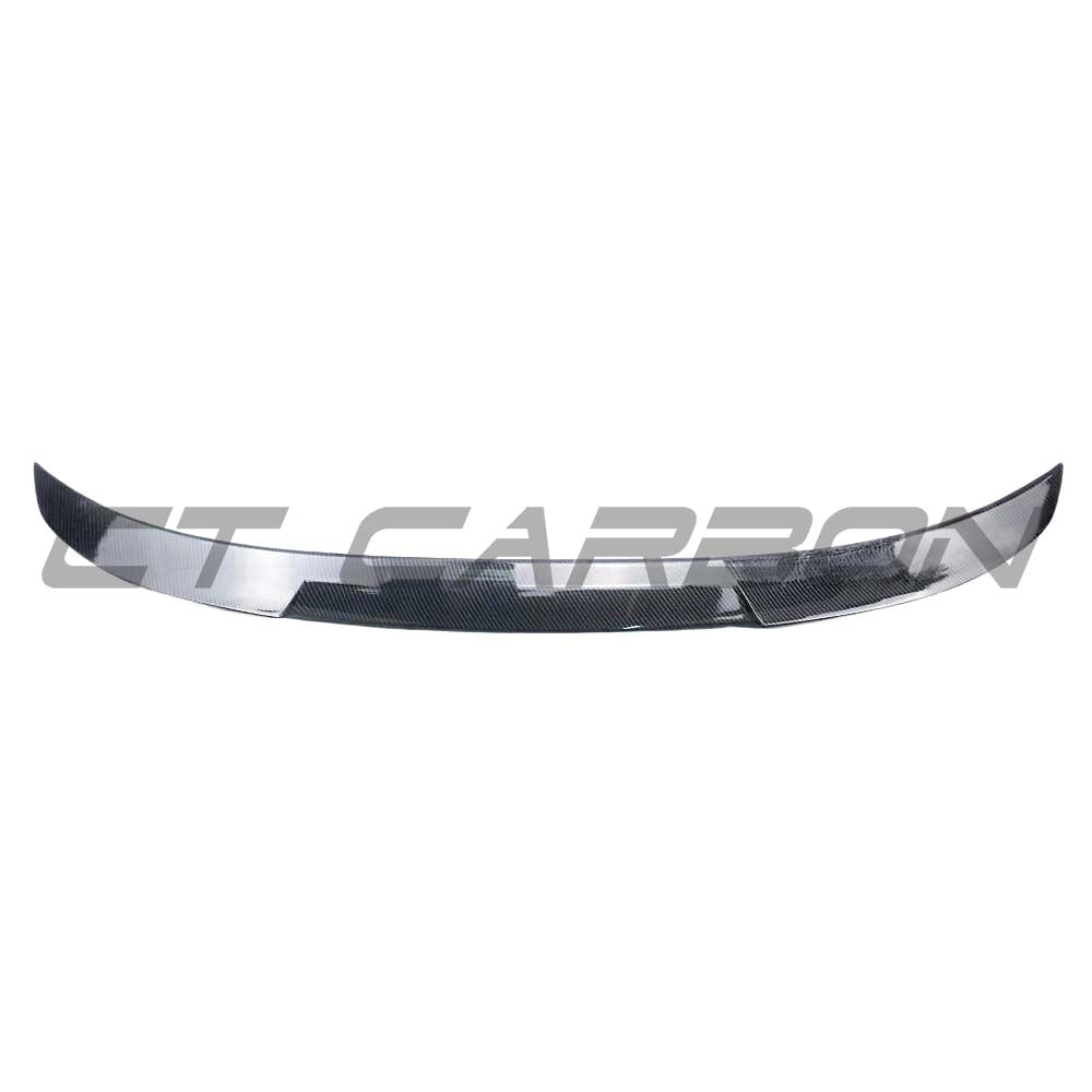 BMW M3 F80 and F30 3 Series carbon fibre spoiler by CT Carbon, V1 style, showcasing sleek aerodynamic design.
