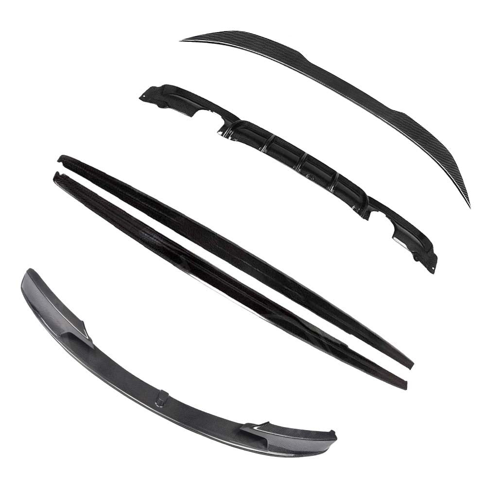 BMW F30 3 Series 2011-2019 full carbon fibre kit by CT Carbon, featuring V6 style spoiler and aerodynamic enhancements.