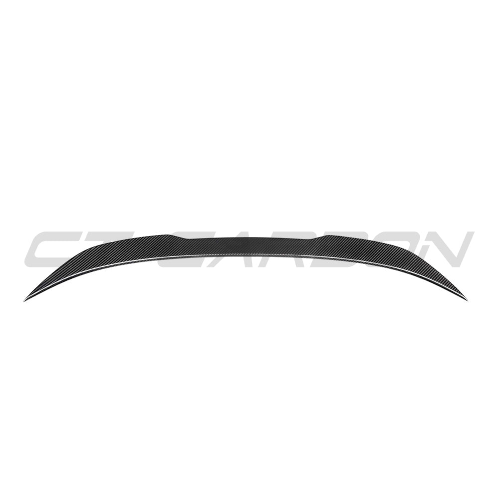 BMW M3 F80 and F30 3 Series pre-preg carbon fibre spoiler by CT Carbon, showcasing sleek, lightweight aerodynamic design.