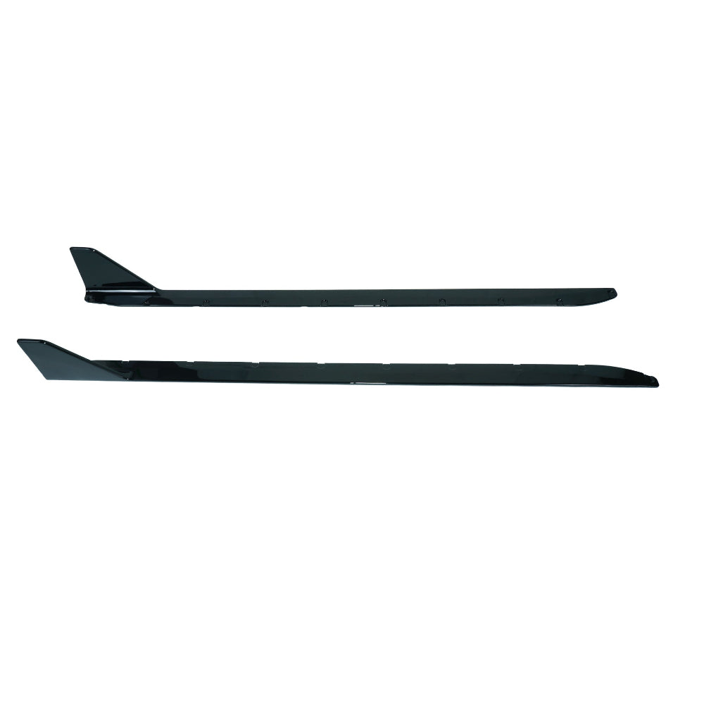 BMW M3 G80 and G81 side skirts in gloss black by CT Carbon, featuring sleek, aerodynamic design for sporty enhancement.