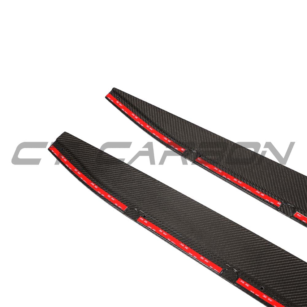 BMW G81 M3 carbon fibre side skirt extensions kit by CT Design, showcasing sleek, lightweight carbon fibre details.