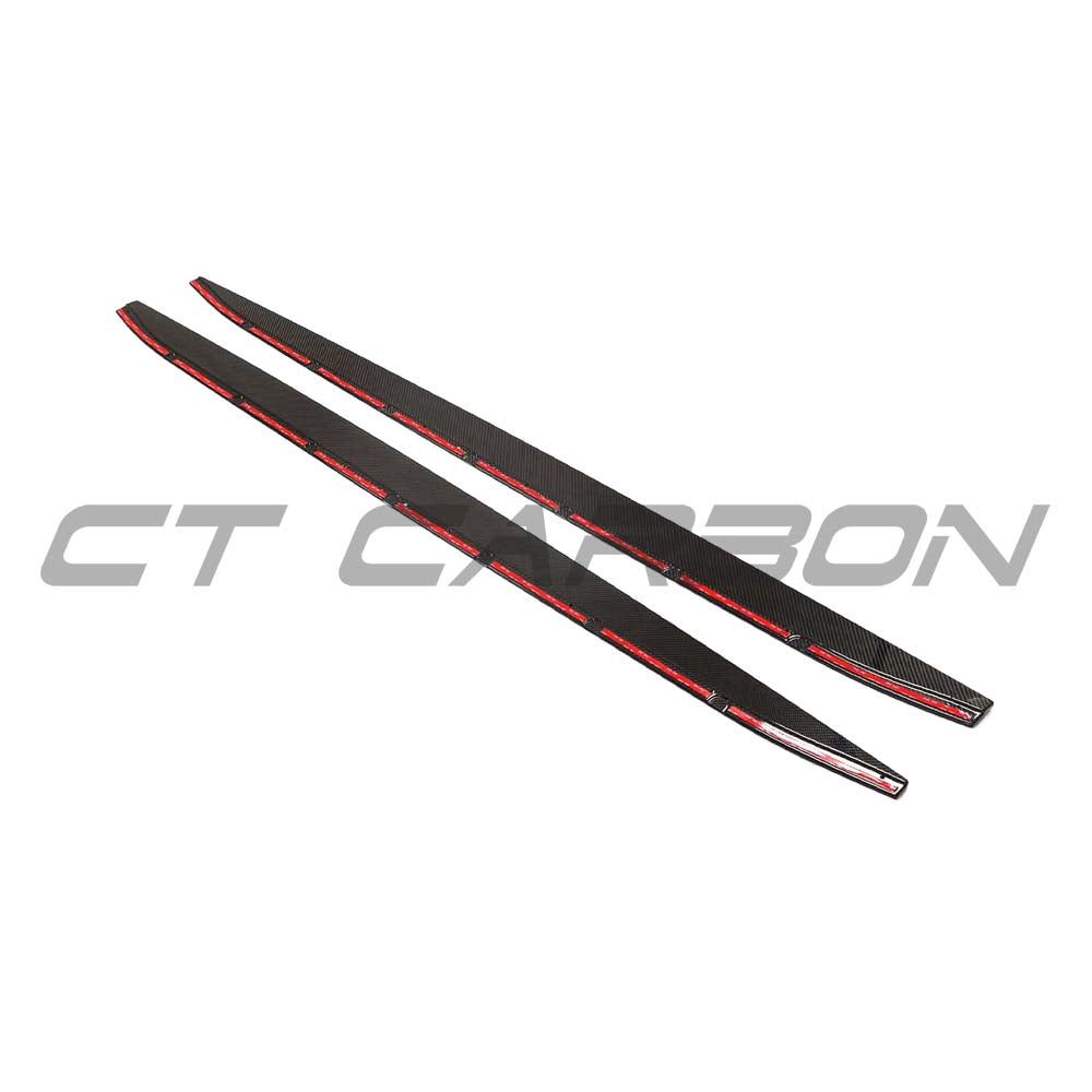 BMW G81 M3 carbon fibre side skirt extensions kit by CT Design, featuring sleek, lightweight carbon fibre details on the car's sides.