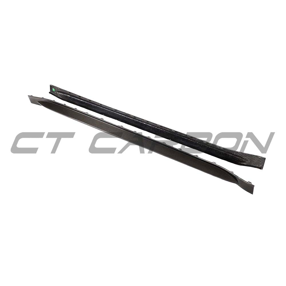 BMW G81 M3 carbon fibre side skirt replacement kit by CT Design, showcasing sleek, lightweight carbon fibre side skirts.
