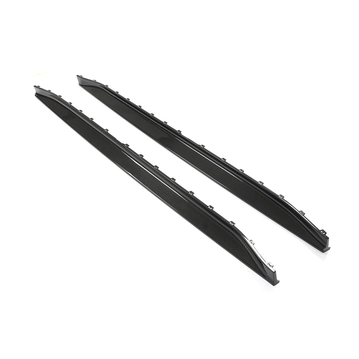 BMW M3 G80 G81 carbon fiber side skirt replacement by CT Carbon, showcasing sleek, lightweight side skirts on the vehicle.