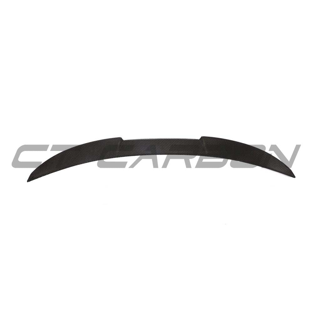BMW M3 G80 G20 carbon fiber spoiler by CT Design, sporty aerodynamic car accessory with sleek black finish.