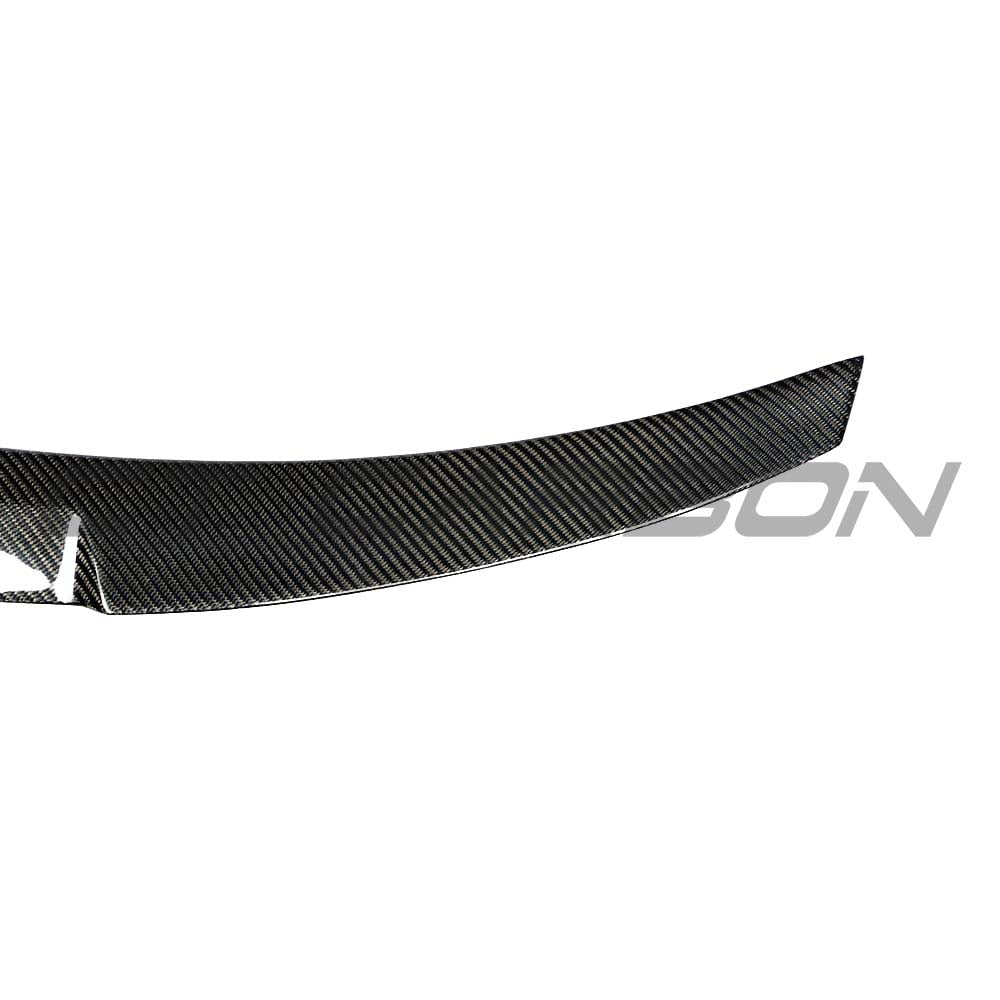 BMW M3 G80 G20 wet carbon fibre spoiler by CT Carbon, showcasing the aerodynamic V3 style with sleek carbon finish.