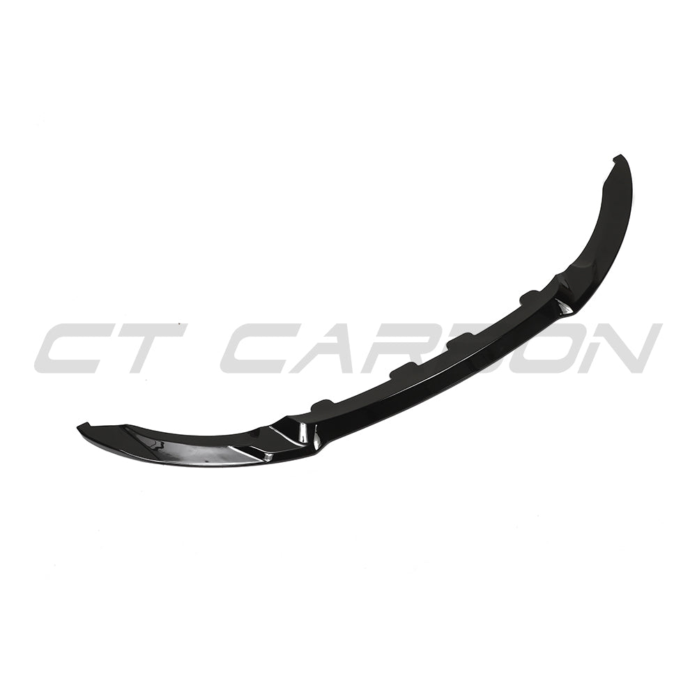 BMW M3 M4 F80 F82 F83 gloss black splitter by CT Carbon, front splitter with V2 design for enhanced aerodynamics and style.