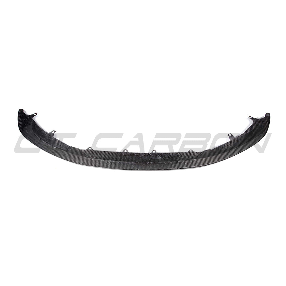 BMW M3 M4 F80 F82 F83 carbon fibre splitter V9 by CT Carbon, showcasing the sleek GT-style design on a sports car.