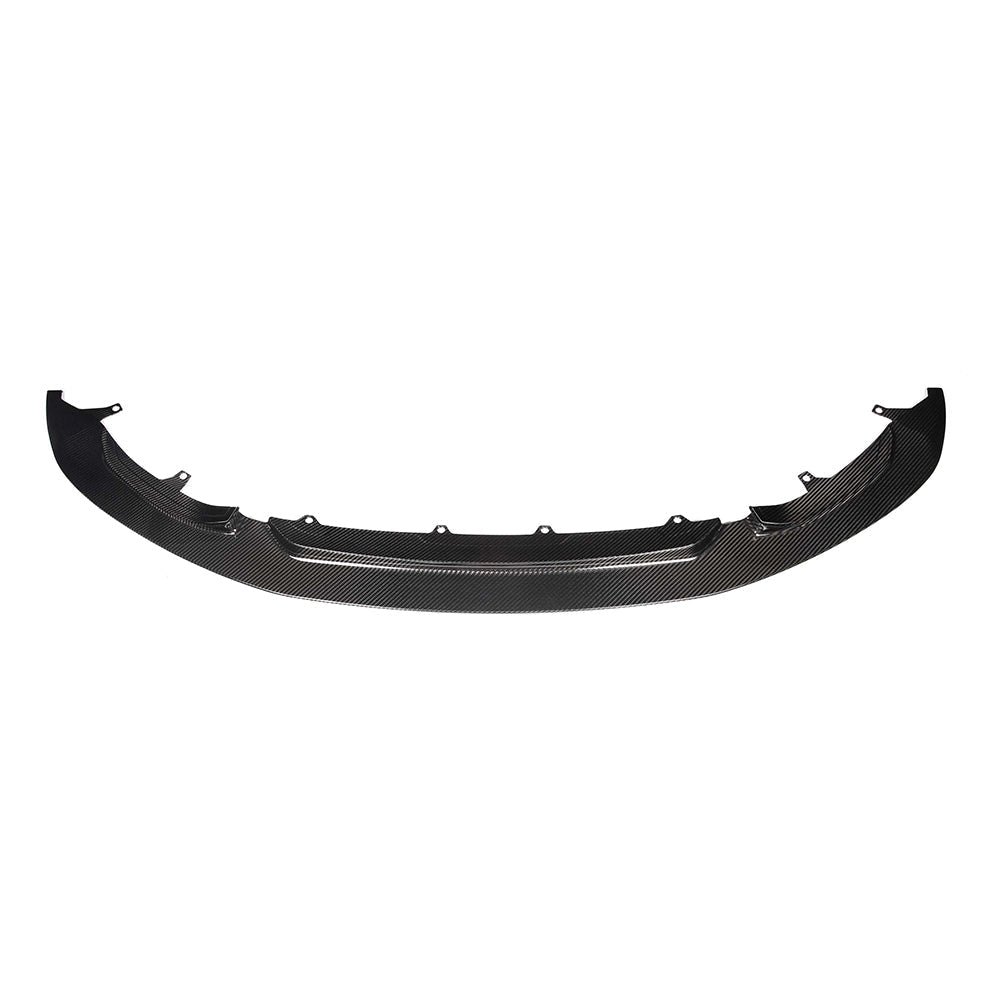 BMW M3 M4 F80 F82 F83 carbon fibre splitter by CT Carbon, V9 GT style, showcasing lightweight, aerodynamic design.