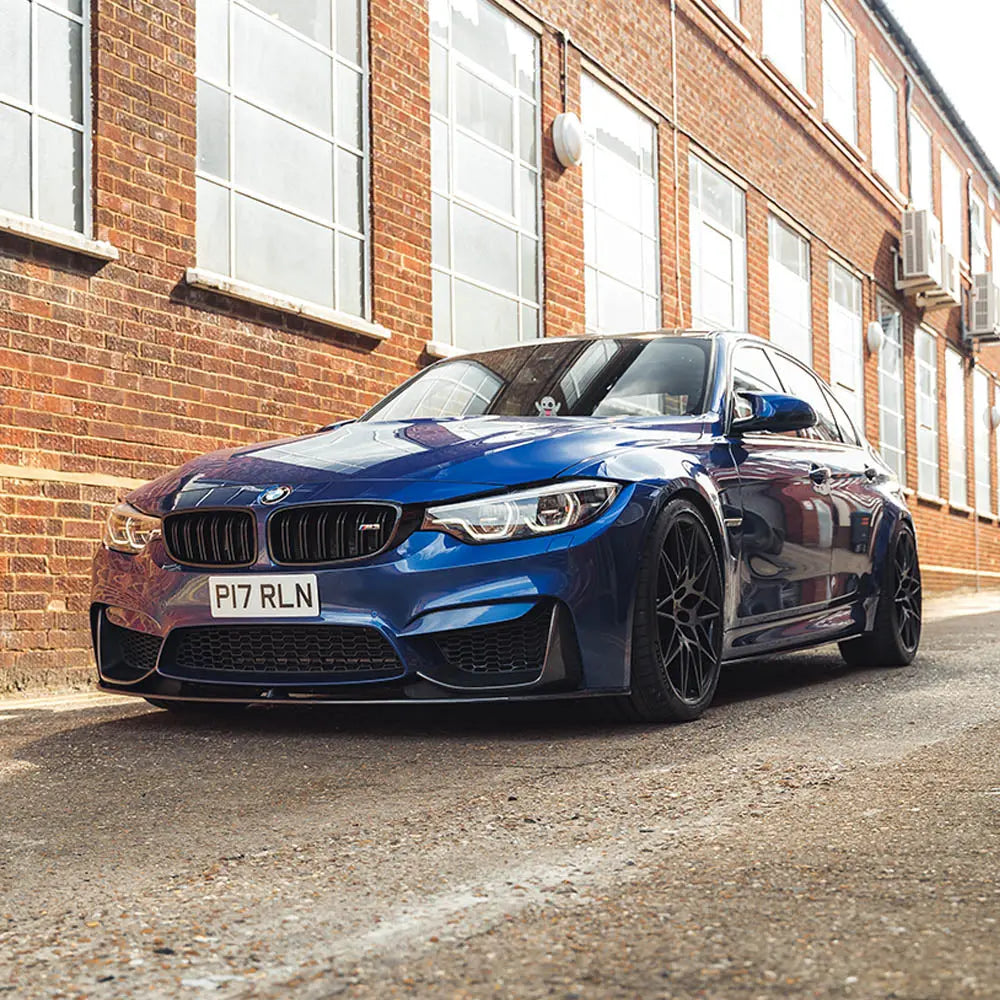 BMW M3 M4 F80 F82 F83 carbon fibre side skirts by CT Carbon, featuring sleek MP style design for 2014-2020 models.