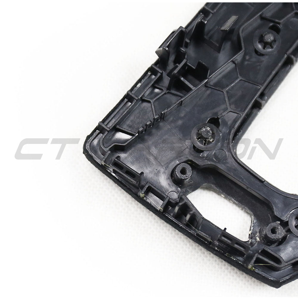 BMW M3 M4 F80 F82 F83 F87 ALCANTARA and carbon shifter surround accessory by CT Carbon, shown in LHD configuration.