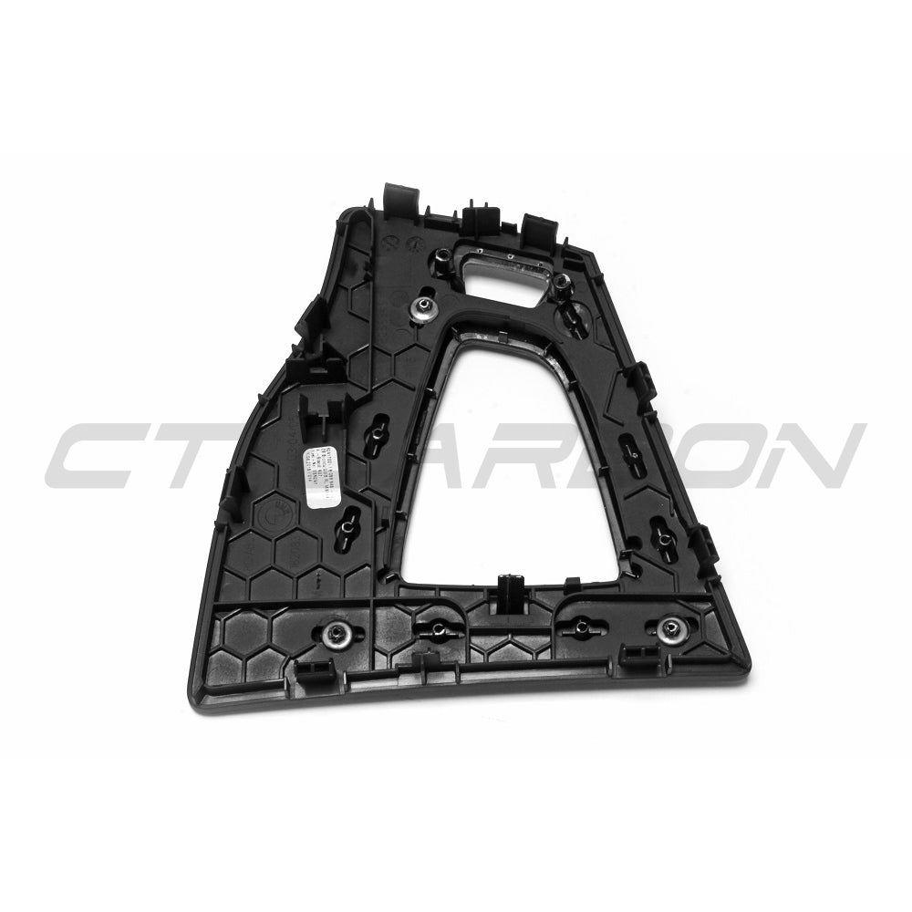 BMW M3 M4 F80 F82 F83 F87 ALCANTARA and carbon shifter surround accessory for right-hand drive, by CT Carbon.
