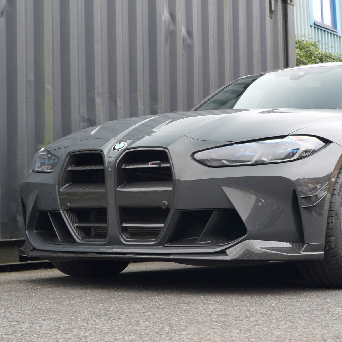BMW M3 M4 G80 G81 G82 G83 carbon fibre grille by CT Carbon, front view showing sleek GT-style design without accessories