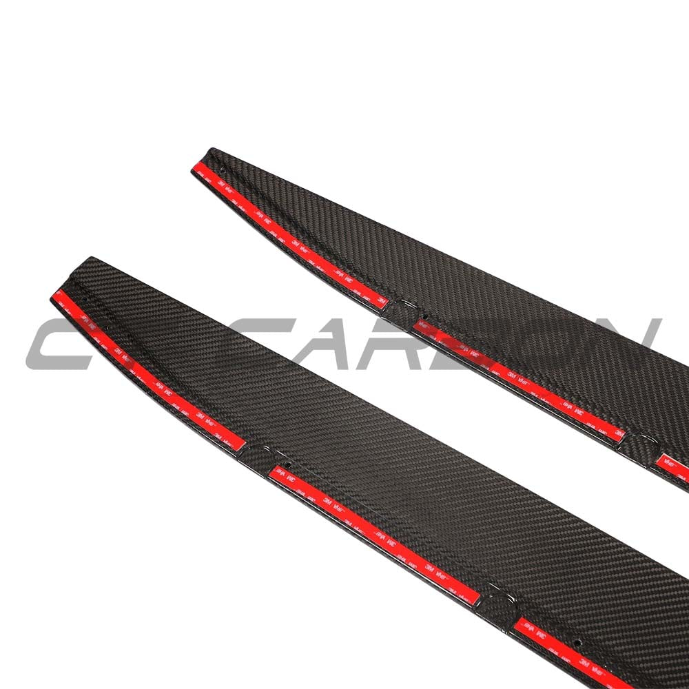 BMW G82 M4 full carbon fibre side skirt extensions kit by CT Design, showcasing sleek, lightweight carbon fibre components.