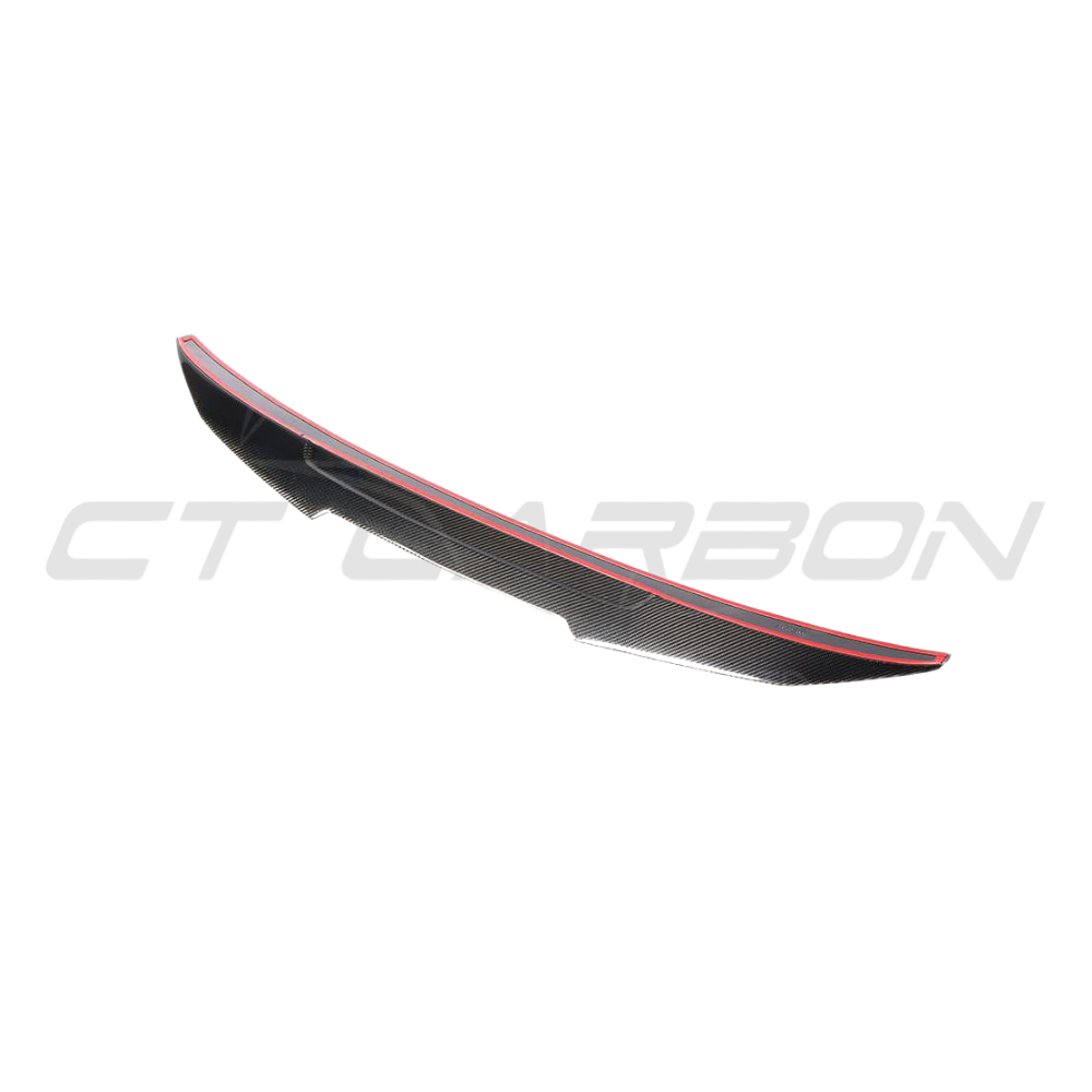 BMW M5 F90 and G30 5 Series carbon fibre spoiler by CT Carbon, featuring a sleek ducktail design for sporty aerodynamics.