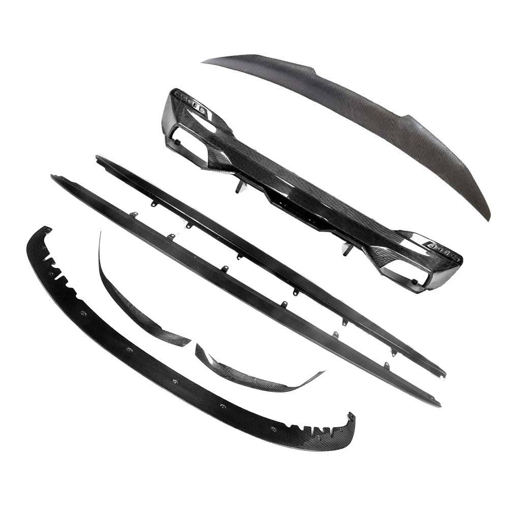 BMW G30 5 Series carbon fibre kit by CT Carbon, featuring a sleek ducktail spoiler and PS style design on the car.
