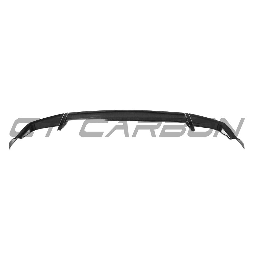 BMW X3 G01 2017+ gloss black spoiler by CT Carbon, front view showing sleek aerodynamic design on vehicle.