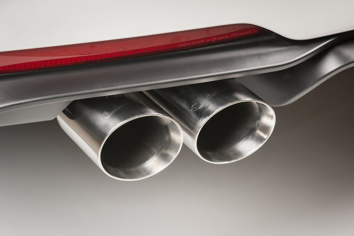 Cobra Sport quad exit M3 style performance exhaust conversion installed on BMW 325D F30 LCI Touring model.