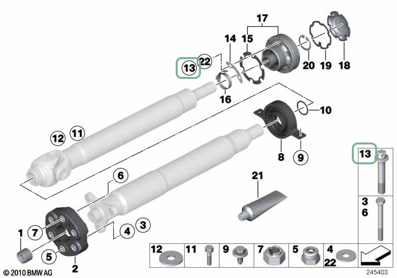 XC3 Engineering BMW M3 E9X E92 upgraded driveshaft bolts for drivetrain, shown in close-up on the driveshaft.