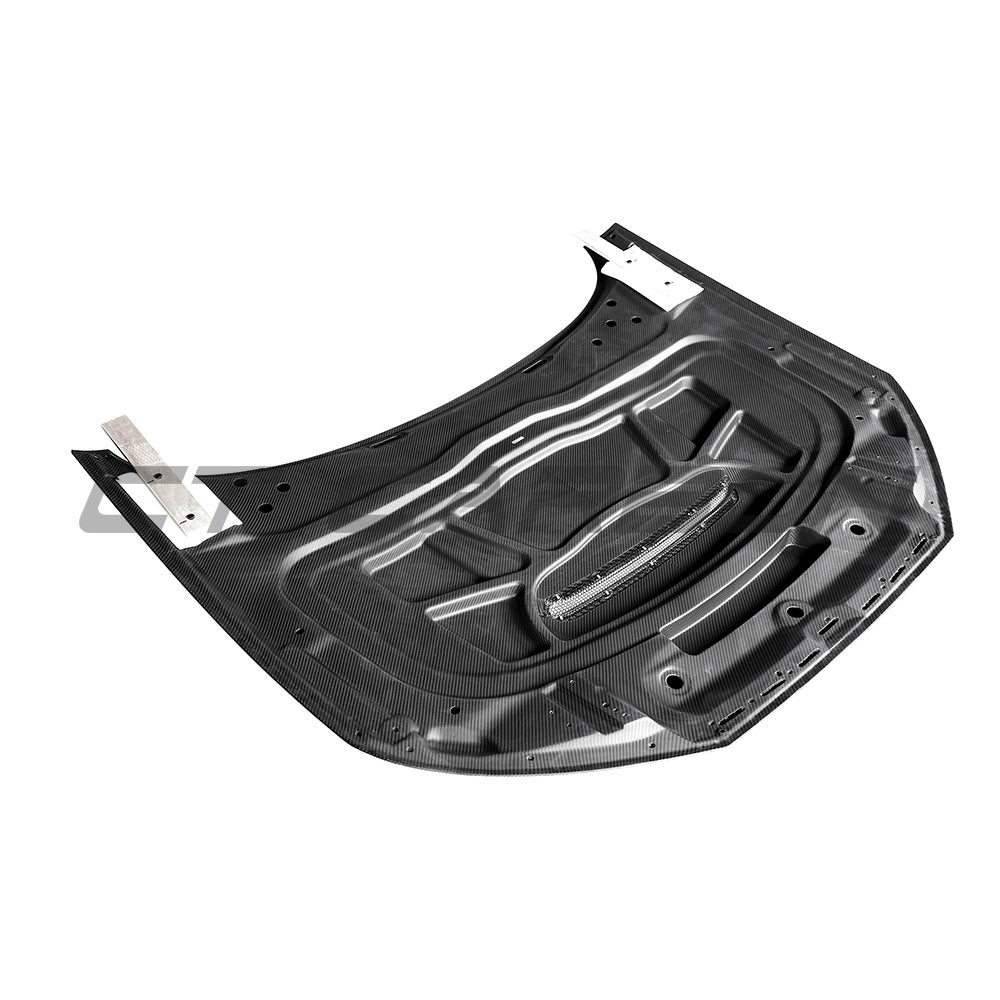 Carbon fiber bonnet for Audi A4/S4/RS4 B9/B9.5 2016-2024, lightweight hood with sleek carbon finish from CT Carbon.