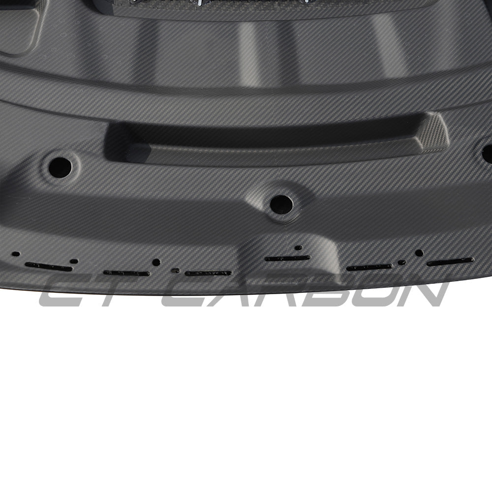 Carbon fiber hood for Audi A6, A7, S6, S7, RS6, RS7 C8 2019-2025 by CT Carbon, showing the textured lightweight bonnet design.