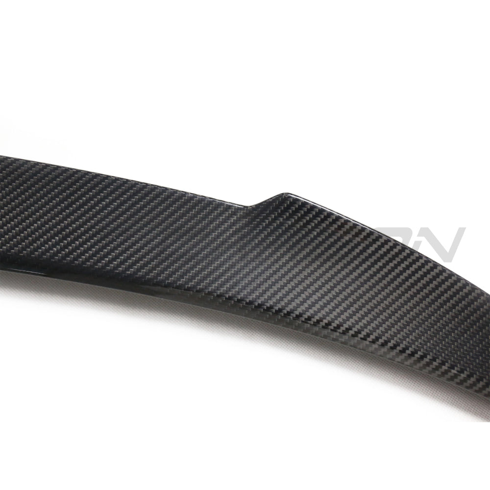 BMW 8 Series and M8 G16/F93 carbon fiber spoiler by CT Carbon, shown on a sleek sports car model.