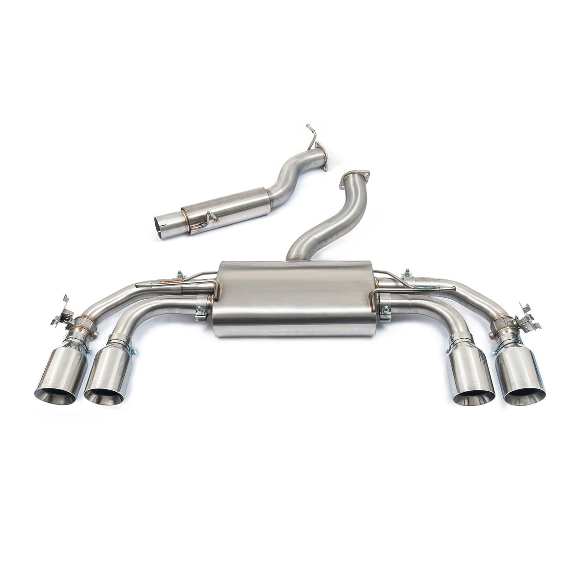 Cobra Sport VW Tiguan R 21+ 2.0 TSI GPF back performance exhaust with polished tips and custom piping for enhanced sound and style.