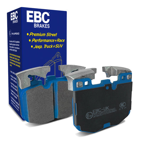 EBC Front Bluestuff NDX Brake Pads for BMW M340i G20 G21, pair showing large box with brake pad details
