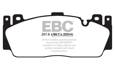 EBC Front Yellowstuff Brake Pads DP42148R for BMW M2 F87, M5 F10, M6 F12, F13 callipers, high-performance brake pads