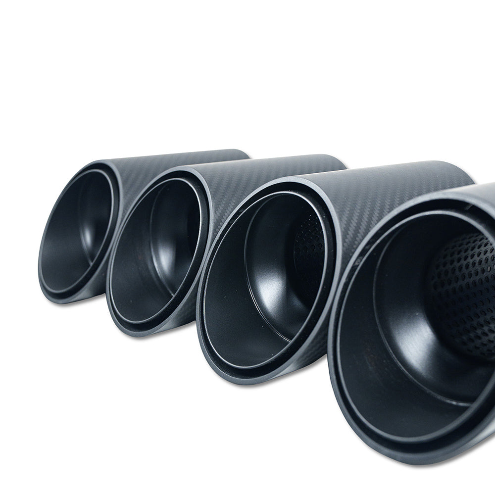 BMW G90 G99 M5 Touring 2024 CT Carbon matte black carbon fiber slash cut exhaust tips, sleek and stylish finish.