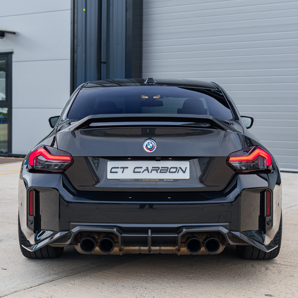 BMW G42 2 Series and G87 M2 carbon fibre trunk/bootlid by CT Design, showcasing lightweight, high-performance automotive upgrade.