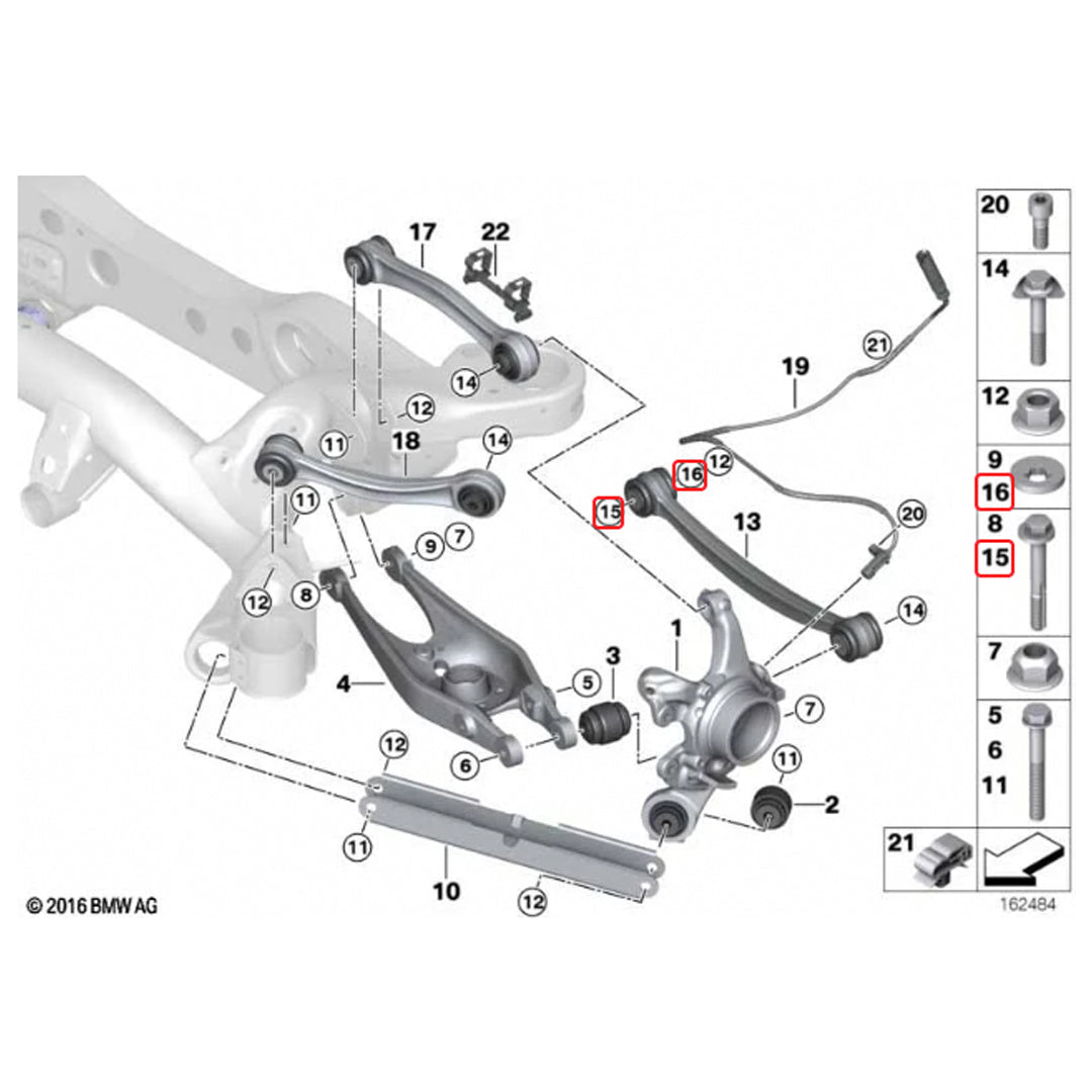 BMW M3 E92 rear toe lockout shims installed on suspension for improved alignment, manufactured by XC3 Engineering.