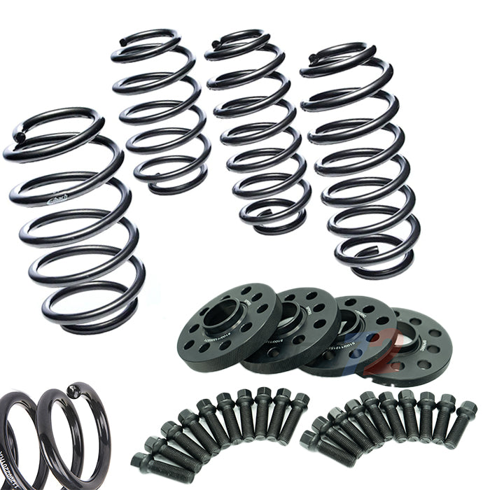 Eibach Pro Kit and Bimecc wheel spacer stance kit for BMW G90 M5 X-Drive, showing lowered suspension and wheel setup.