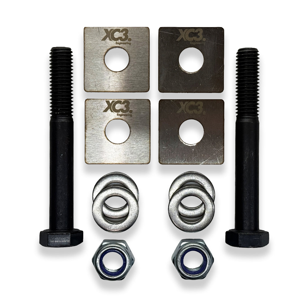 BMW M135i, M140i, M235i, M240i F2X rear toe lockout shims from XC3 Engineering for suspension and alignment.