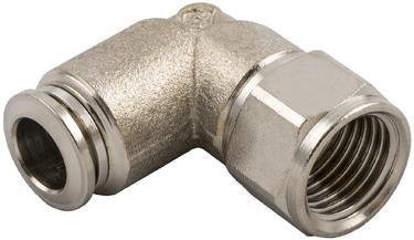 Nineteen72 Performance female elbow air ride fitting with FNPT connection, shown in full view on mobile.